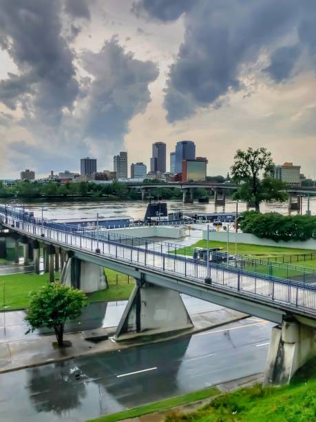 Little Rock Skyline after a Spring Storm A spring storm covers the city with clouds and rain. michael dean shelton stock pictures, royalty-free photos & images