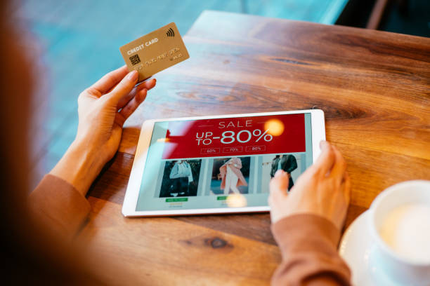 istock Young woman shopping online. 1281437092