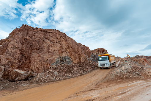Mining dump truck in a quarry