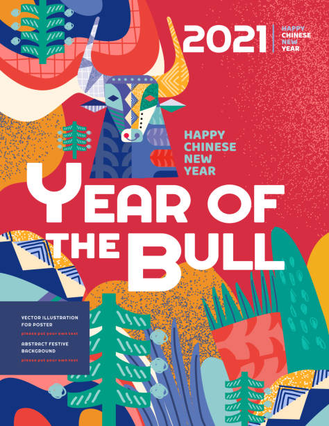2021. Year of the bull. Vector abstract illustration for the new year for poster, background or card. Geometric drawing for the year of the bull according to the Eastern Chinese calendar 2021. Year of the bull. Vector abstract illustration for the new year for poster, background or card. Geometric drawing for the year of the bull according to the Eastern Chinese calendar luck illustrations stock illustrations