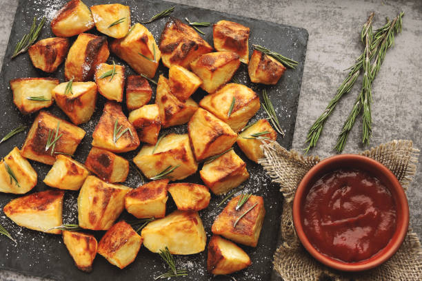 istock Baked potato served on a stone board. 1281440134