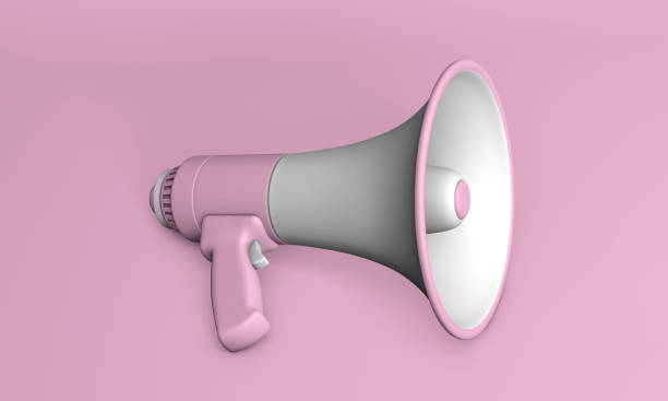 istock Pink megaphone loudspeaker on a pink background. 3d render 1281441319