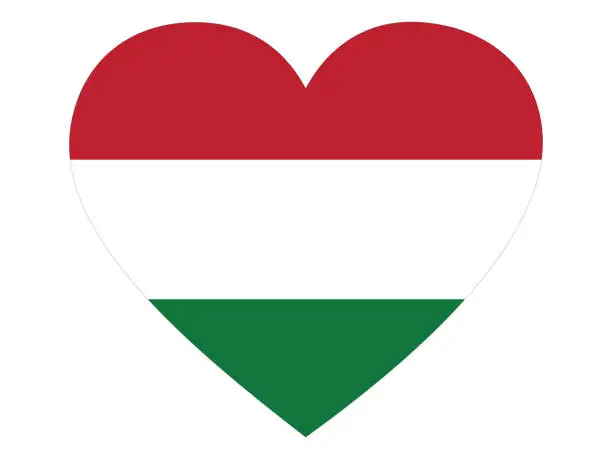 Vector illustration of Flag of Hungary in heart shape on white background