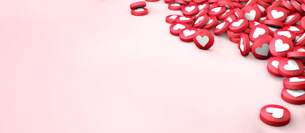 istock Many likes texture of hearts on a pink background. Copy space for text. 3d render 1281441353