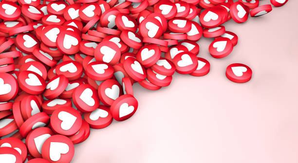 istock Many likes close up texture of hearts on a pink background. Copy space for text. 3d render 1281441432