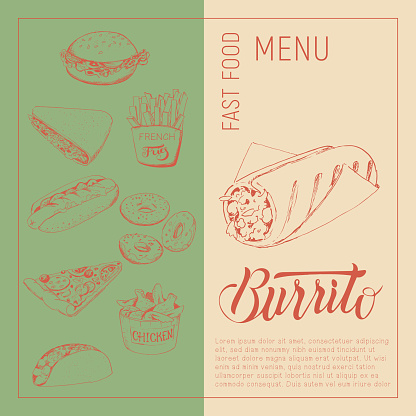 Burrito Labels Fast Food Burrito Label Stock Illustration - Download Image Now ...