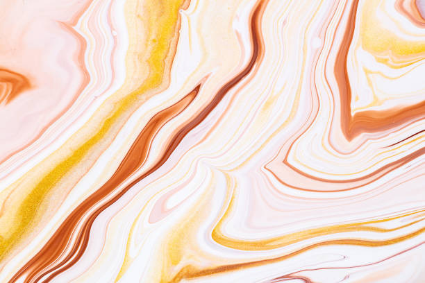 istock Fluid art texture. Background with abstract mixing paint effect. Liquid acrylic artwork with flows and splashes. Mixed paints for background or poster. Golden, brown and white overflowing colors. 1281444736