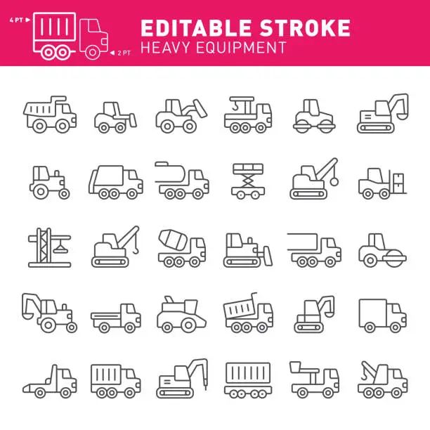 Vector illustration of Heavy Equipment Icons