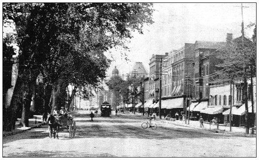 Antique black and white photograph of historic towns of the middle States: Schenectady, State Street
