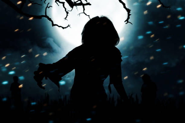 istock Silhouette of zombie walking 1281451396