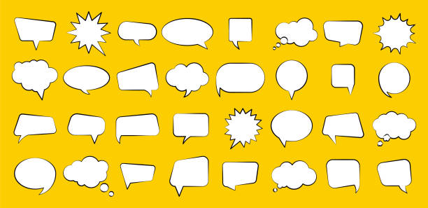 ilustrações de stock, clip art, desenhos animados e ícones de set of speech bubbles. empty comic bubbles different shapes. vector flat style. - dialog balloon