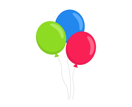 Cartoon balloons in flat style. Colorful balloons. For birthday,...