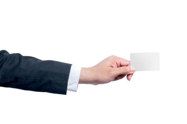 istock Businessman showing an empty card with his hand 1281453770