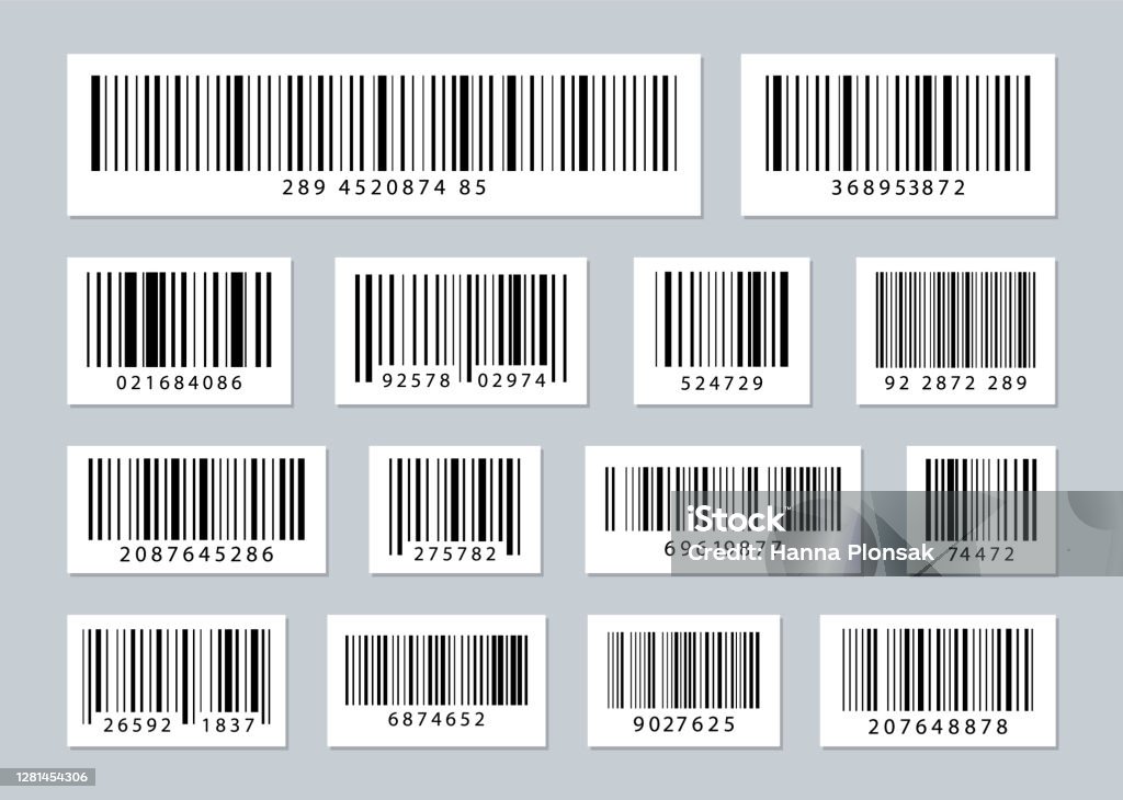 Ticker Bar Code Barcode Labels Set Code Sticker Industrial Barcodes Scan Code Bars Code ...