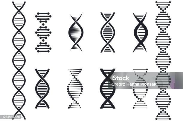 Set Of Dna Icons Genetic Signs Medical Symbols Structure Molecule And Chromosome Stock Illustration - Download Image Now