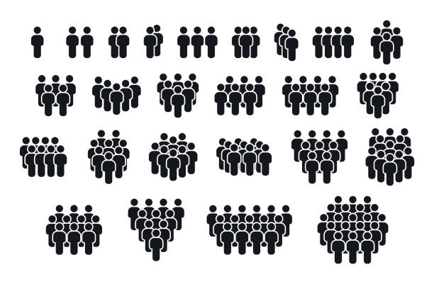 ilustrações de stock, clip art, desenhos animados e ícones de big set of people icons. group people. crowd symbol. person vector icons. community signs. - pessoas