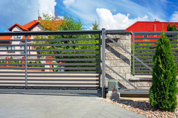 istock Stone fence and entrance gate 1281455067