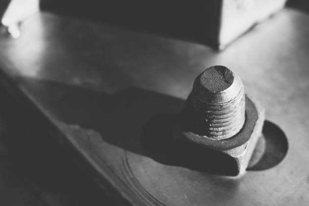 istock Bolt and nut in black and white 1281455594