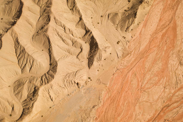 istock Dryness land with erosion terrain, geomorphology background. 1281456281