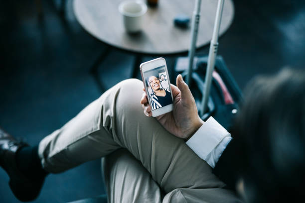 Business traveler on a video call
