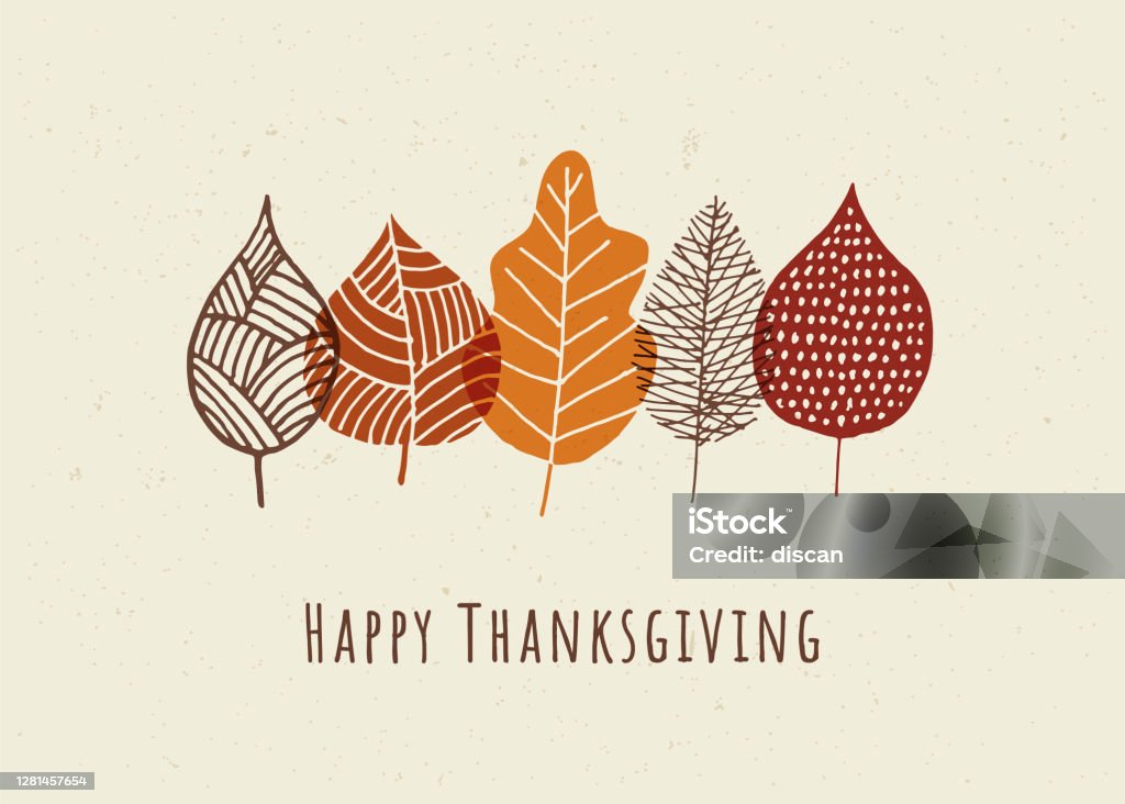 Happy Thanksgiving card with autumn leaves. Happy Thanksgiving card with autumn leaves. Stock illustration Thanksgiving - Holiday stock vector