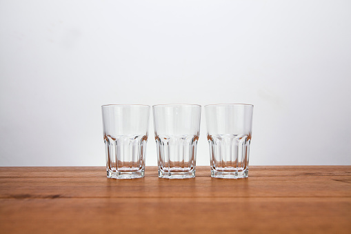 3 glass tumblers in a row - part of a series
