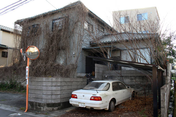 Old abandoned Japanese house in Beppu, Oita, Japan. stock photo
