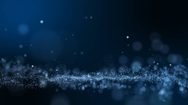 istock Dark blue and glow particle abstract background. 1281459563