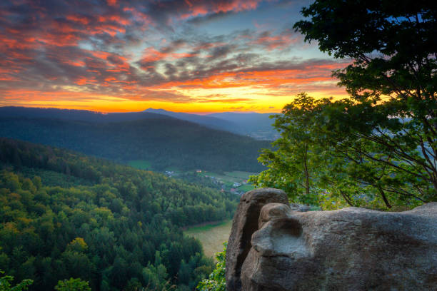 Beautiful sunset over the Karkonosze Mountains, Poland