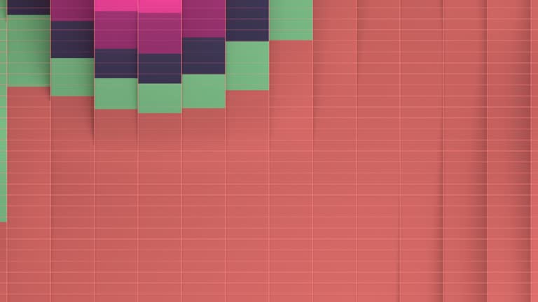 Pattern of colored stripes fast moves along the vertical lines abstract background. Motion graphic design. Digital seamless loop animation. 3d rendering. HD resolution