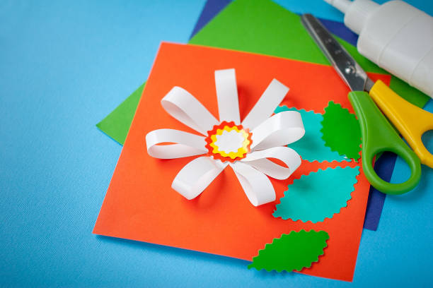 istock Children's application. Creative craft made of colored paper. 1281464214