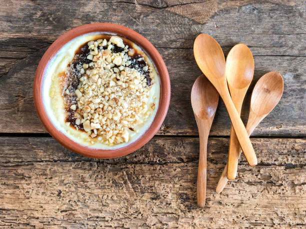 istock baked rice pudding that is traditional Turkish dessert on table 1281464843