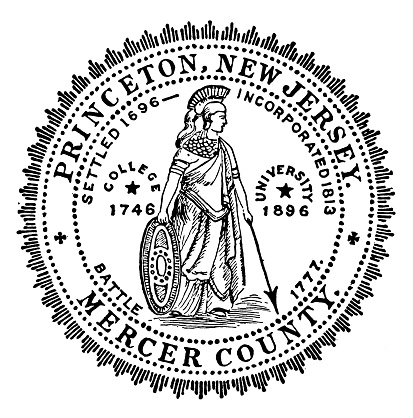 Antique illustration of historic towns of the middle States: Princeton, Town Seal