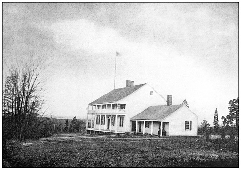 Antique black and white photograph of historic towns of the middle States: Princeton, Washington's headquarters at Rocky Hill, NJ