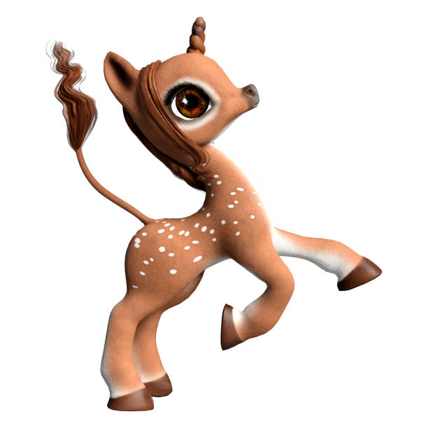 3D rendering of a cute cartoon baby deer isolated on white background