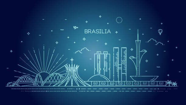 ilustrações, clipart, desenhos animados e ícones de horizonte da linha vetorial da arquitetura de brasília - brasilia