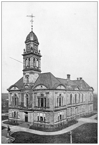 Antique black and white photograph of historic towns of the middle States: Wilmington, Newcastle County Court House