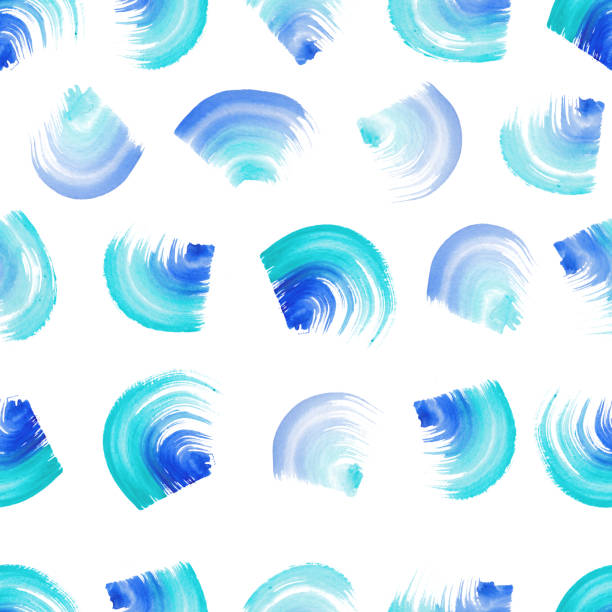 istock Seamless pattern of dry brush strokes in watercolor in blue colors. 1281473567