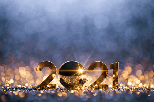 New Year Christmas Decoration 2021 - Gold Blue Party Celebration
