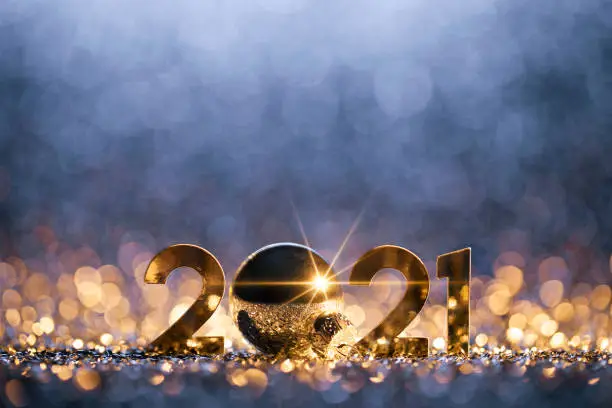 Photo of New Year Christmas Decoration 2021 - Gold Blue Party Celebration