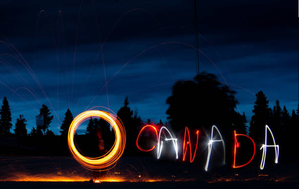 o canada light painting canada day photos stock pictures, royalty-free photos & images