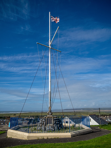 Memorial to Westward Ho! wartime airfield at Northam, north Devon.