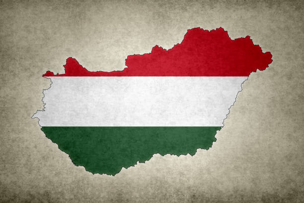 istock Grunge map of Hungary with its flag printed within 1281476760