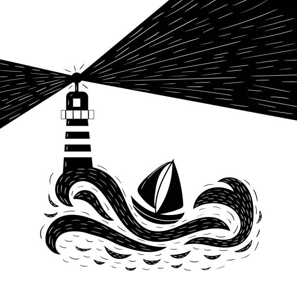 illustrations, cliparts, dessins animés et icônes de tempête en mer - sea storm lighthouse rough