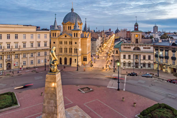 la città di lodz, polonia. - lodz foto e immagini stock