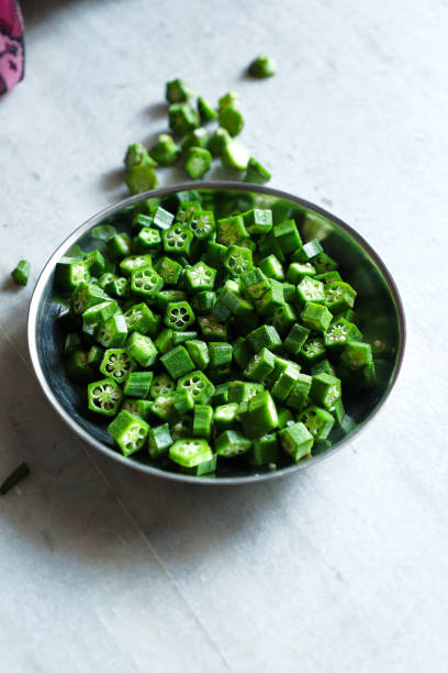 istock Fresh Green Cut Okra in Plate 1281482606
