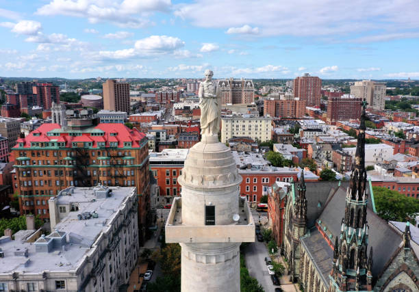 istock Washington Monument In Baltimore MD Aerial View 1281484903