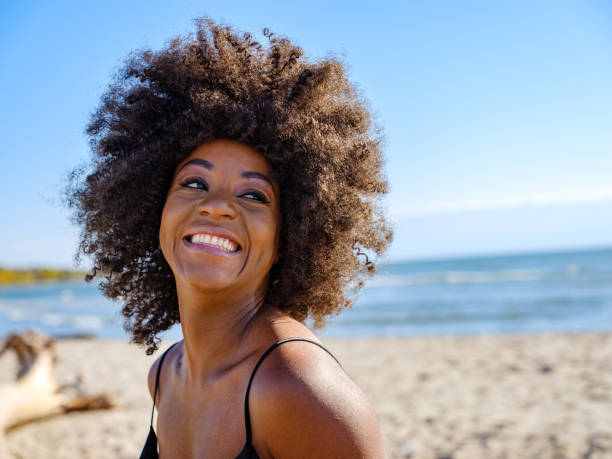 istock African woman on a sandy beach 1281485172