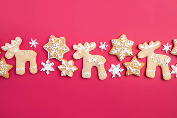 istock Christmas background with gingerbread cookies 1281487751