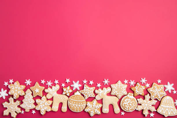 istock Christmas background with gingerbread cookies 1281487755